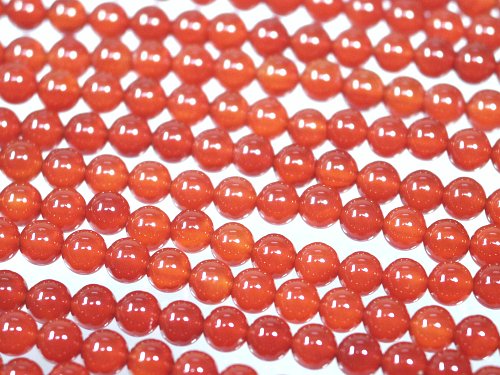 天然石ビーズのカーネリアン(赤メノー)A丸玉(1)4mm