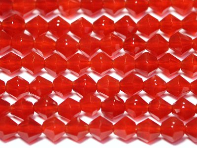 天然石ビーズのカーネリアン(赤メノー)A菱形スワロ4x4mm